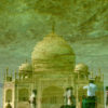 A reflection of the Taj Mahal