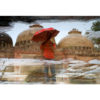 A Boy with a Red Umbrella poses in front of the Mosque at Lodhi Garden. - Image 3