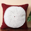 Maroon Cushion Cover & White Crochet Work